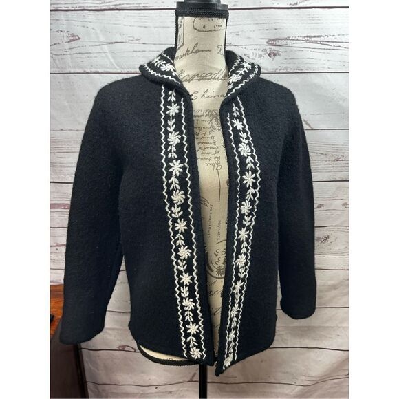 Carole Little small 100% wool black and‎ white jacket - Picture 1 of 3